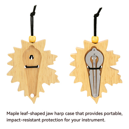 Suttaya Handmade Jaw Harp Set – Stainless Steel Mouth Harp with Maple Leaf Wooden Case, Portable Musical Gift for Beginners & Professionals