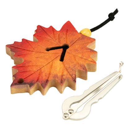Jaw Harp with Maple Leaf Wooden Case - Handmade Mouth Harp Instrument, Stainless Steel Jew’s Harp for Beginners & Hobbyists, Portable Musical Gift Set by Suttaya
